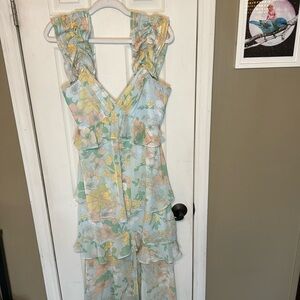 Fairy Tong London Chiffon Sheer Pastel Floral Dress Si…